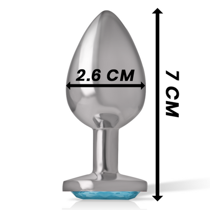INTENSE - ALUMINUM METAL ANAL PLUG WITH BLUE CRYSTAL SIZE S