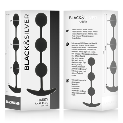 BLACK&SILVER - HARRY ANAL ROSARY 3 SILICONE SPHERES 14 CM