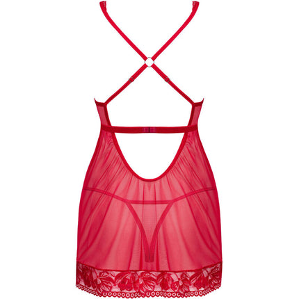 OBSESSIVE - LACELOVE BABYDOLL & THONG RED XS/S