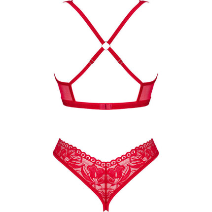 OBSESSIVE - LACELOVE SET TWO PIECES CUPLESS RED XS/S