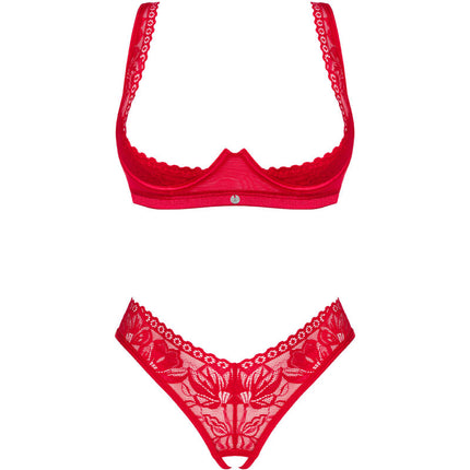 OBSESSIVE - LACELOVE SET TWO PIECES CUPLESS RED XS/S