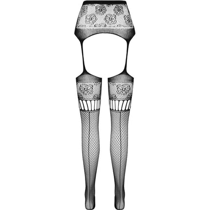 PASSION - S030 TIGHTS WITH BLACK GARTER ONE SIZE