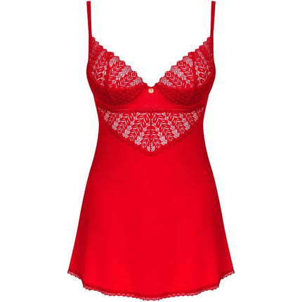 OBSESSIVE - INGRIDIA CHEMISE & THONG RED XS/S