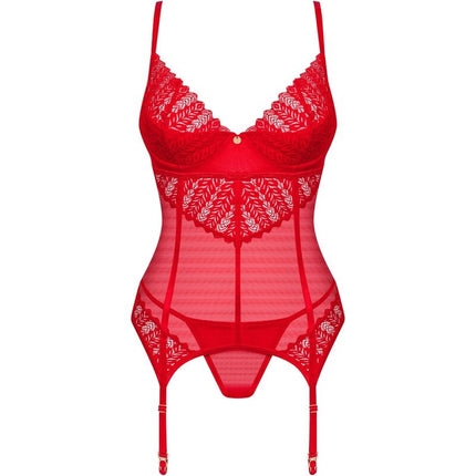 OBSESSIVE - INGRIDIA CORSET & THONG RED XS/S