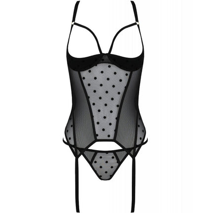 PASSION - MARINA CORSET & THONG BLACK S/M