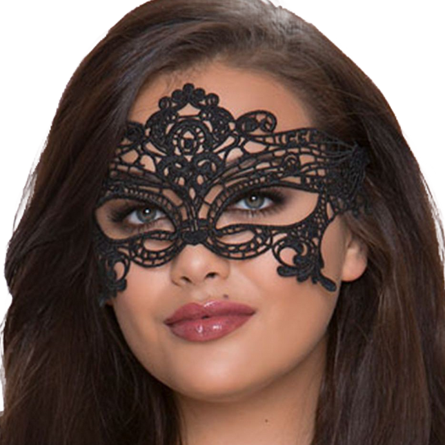 QUEEN LINGERIE - WIDE BLACK LACE MASK