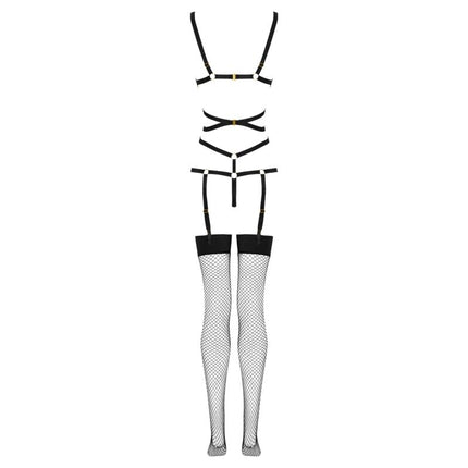 LIVCO CORSETTI FASHION - THIARA LC 20213 SET BODY + STOCKINGS BLACK S/M
