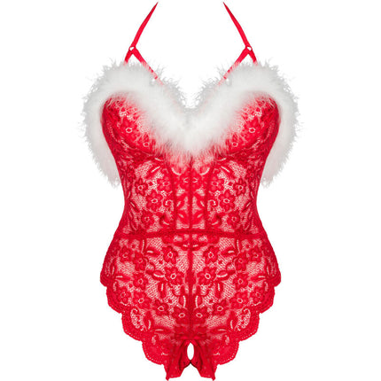 LIVCO CORSETTI FASHION - SANTAS LACE LADY BODY CROTCHLESS CHRISTMAS S/M