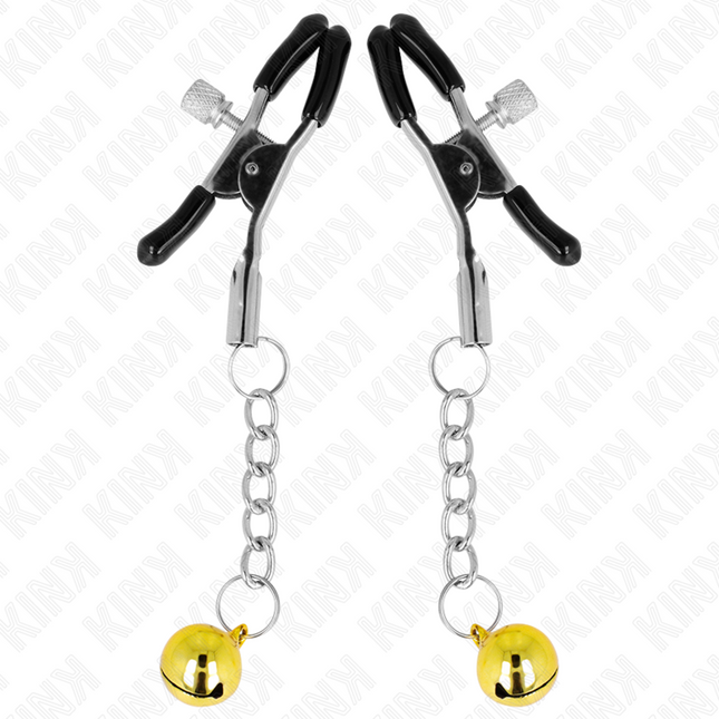 KINK - GOLD JINGLE BELL PENDANT NIPPLE CLAMPS 6 CM