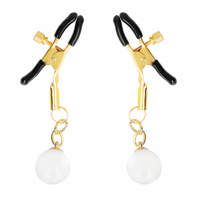 KINK - GLASS BEAD NIPPLE CLAMPS GOLD 6 CM