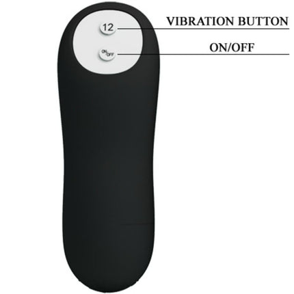 PRETTY LOVE - ANAL PLUG SILICONE EXTRA STIMULATION AND 12 VIBRATION MODES BLACK