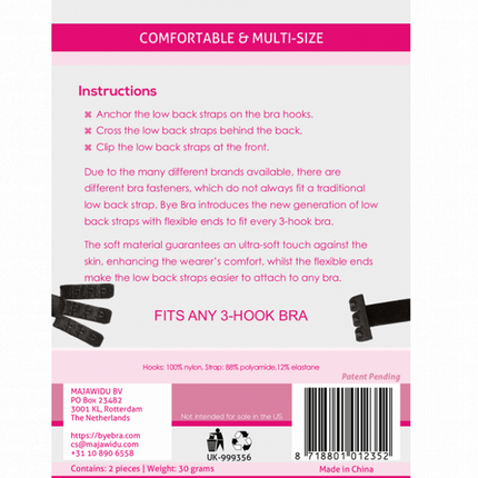 BYE-BRA - OPEN BACK BRA ADAPTER BLACK & WHITE