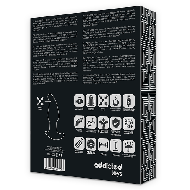 ADDICTED TOYS - REMOTE CONTROL PLUG ANAL P-SPOT BLACK POINTED